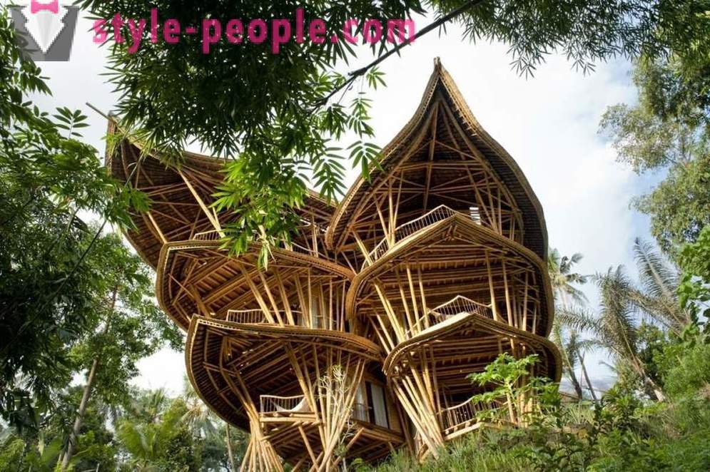 Dejó su trabajo, fue a Bali y construyó una casa de lujo de bambú