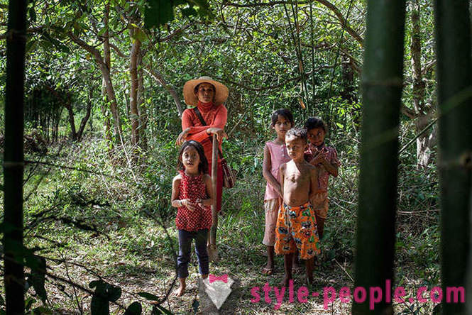 Cazadores de Camboya tarántulas