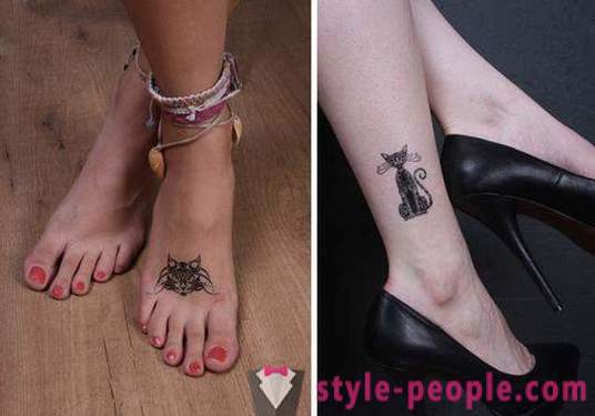 El tatuaje en su pierna al gato: una foto, un valor