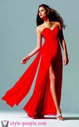 Vestido rojo de moda el piso